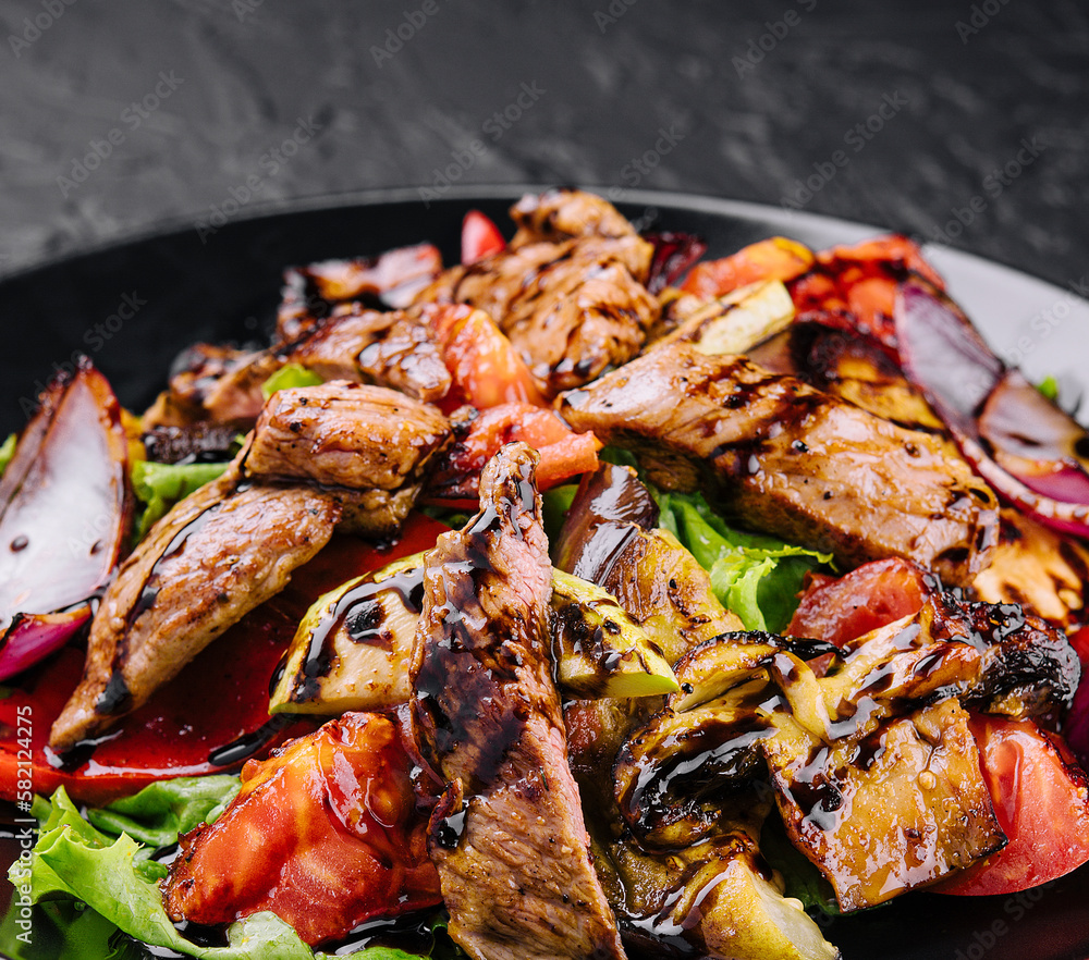 Vegetable and beef salad in a plate Vegetable and beef salad in a plate