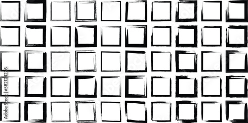 Grunge Square shape filled black 50 Set

