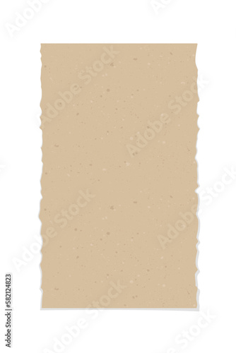 Vintage brown torn paper note. Recycled ripped memo paper template.