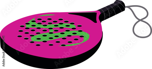 padel racket: vector illustration of a diamond shaped paddle tennis racket, bright colors, fuchsia green
