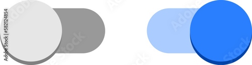 On Off Blue Switch Button Toggle Slider Icon Set. Vector Image.