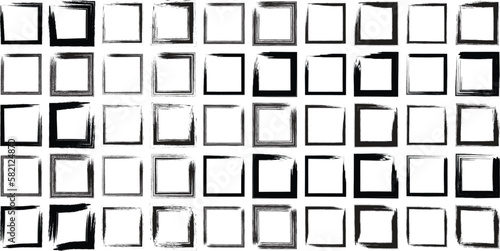 Grunge Square shape Line black 50 Set
