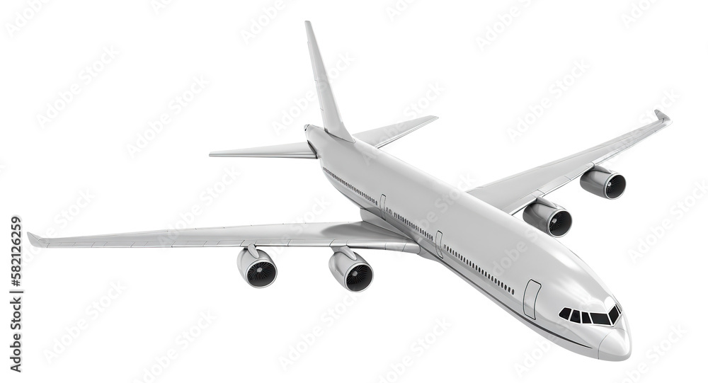 White airplane cut out. Based on Generative AI White airplane cut out. Based on Generative AI