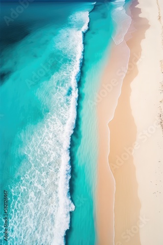 beautiful beach seen from drone view, made with generated ai