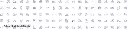 Machines line icons signs set. Design collection of Robots, Automata, Computers, Electronics, Tools, Engines, Gadgets, Devices outline concept vector illustrations