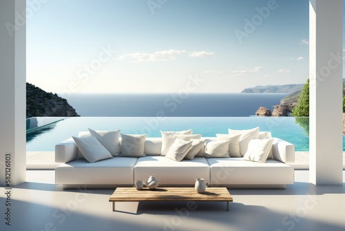 Elegant minimalistic interior design, made with generative ai © Interstellar