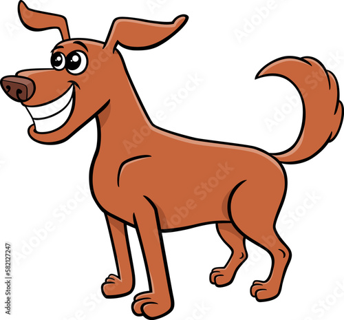 happy cartoon brown dog comic animal character