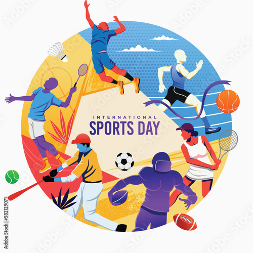 Sports Illustration Vector. Sports Day Banner Background Vector