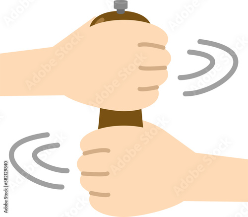Illustration of grinding pepper with a pepper mill