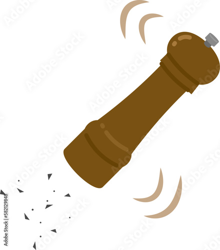 Illustration of grinding pepper with a pepper mill