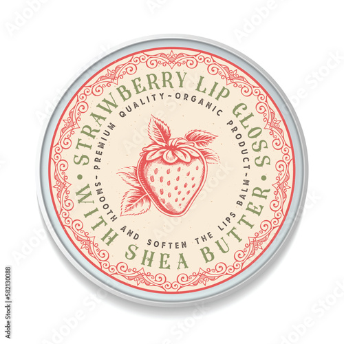 Lips Balm Vintage label packaging design, round shape. Great for package, tags, stickers, etc. Perfect for your business. Simple style. Flat design.