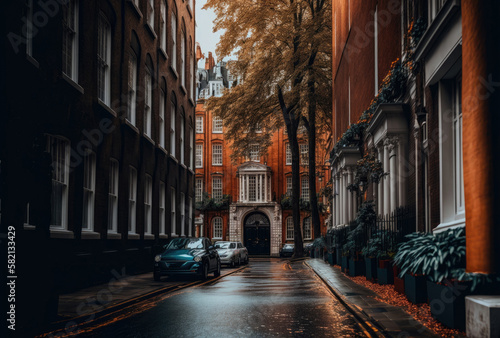 Image of a back alley in the city of London  Generative AI