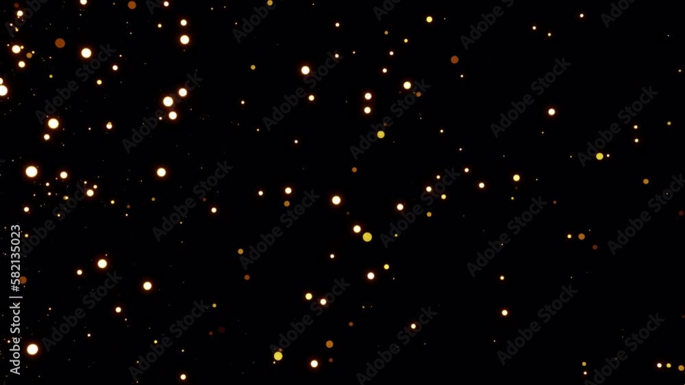 Golden bokeh particles glowing transition on alpha background in 4k