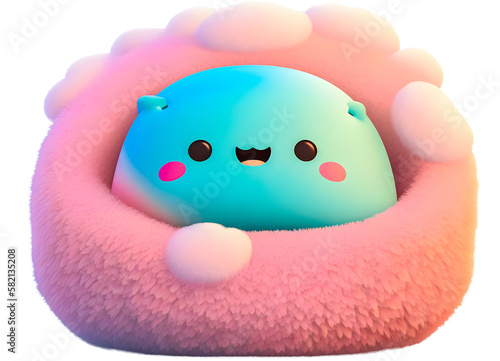 Cute soft squishmallow kawai baby animal - generative AI