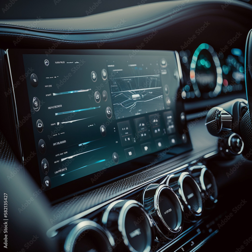 Touchpad In Car Dashboard with a touchpad of a modern car. Generative AI. Stock ...