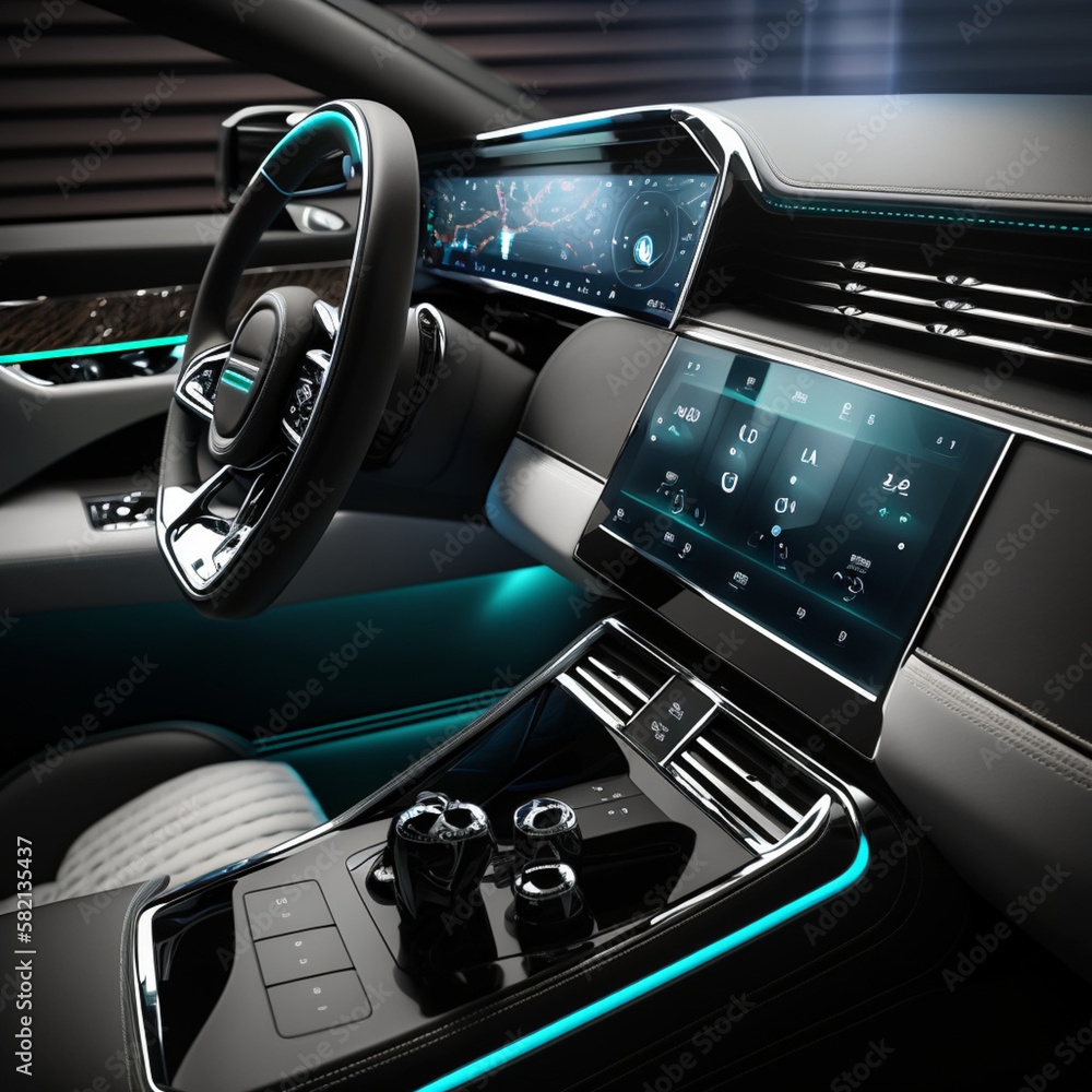 Touchpad In Car Dashboard with a touchpad of a modern car. Generative AI. Stock ...