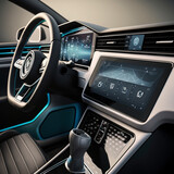 Dashboard with a touchpad of a modern car. Generative AI.