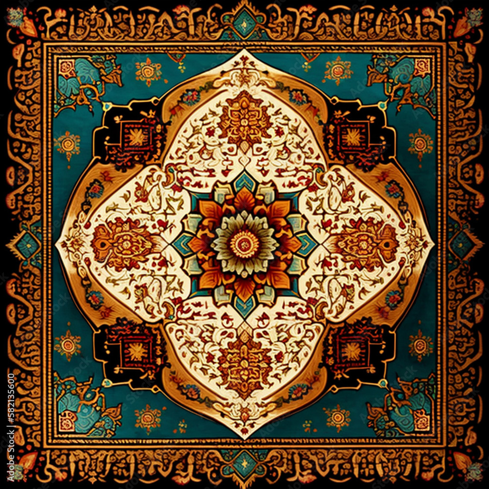 Illustration of a Persian rug. Generative AI. Illustration of a Persian rug. Generative AI.