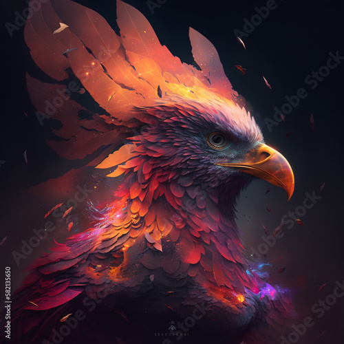 Illustration of a phoenix. Generative AI. © DALU11