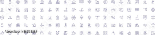 Market line icons signs set. Design collection of Market, Trade, Shopping, Retail, Bazaar, Vend, Exchange, Commercial outline concept vector illustrations