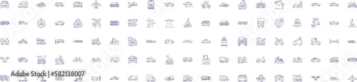 Delevery line icons signs set. Design collection of Dispatch, Delivery, Postage, Freight, Mailing, Dispatching, Shipping, Transmit outline concept vector illustrations