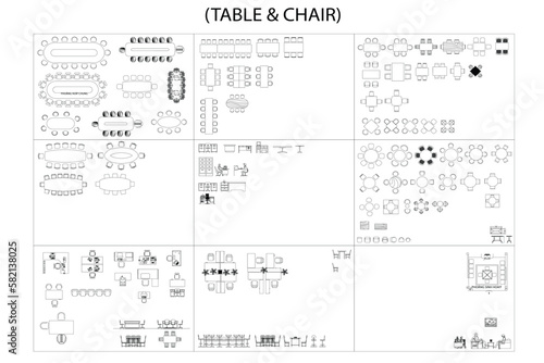 Set vector element design chair and table concept 