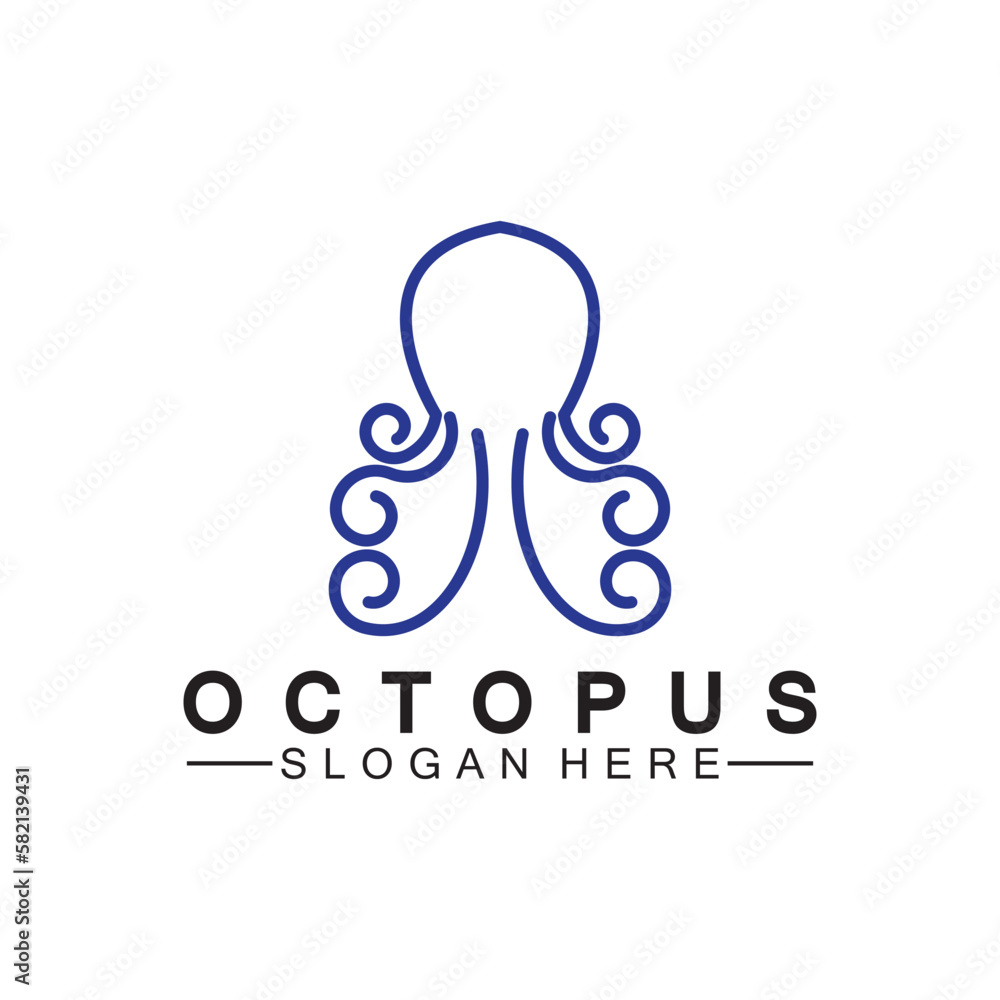 Octopus simple modern line art logo design-vector illustration Octopus simple modern line art logo design-vector illustration