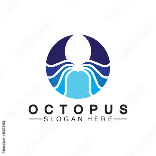Octopus simple modern line art logo design-vector illustration