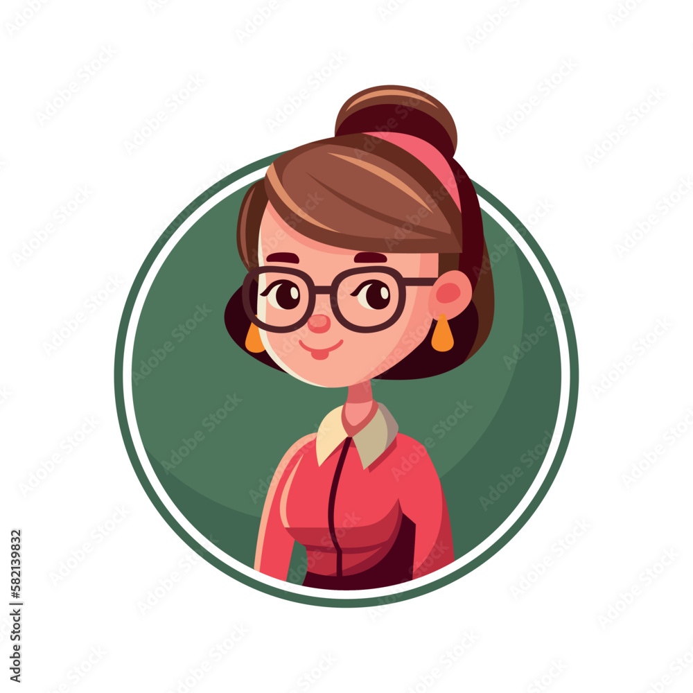 Cute Teacher. Young Woman in Glasses. Cartoon Style on White Background. Vector Cute Teacher. Young Woman in Glasses. Cartoon Style on White Background. Vector