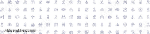 Employee line icons signs set. Design collection of Worker, Staff, Person, Personnel, Associate, Hire, Employee, Colleague outline concept vector illustrations