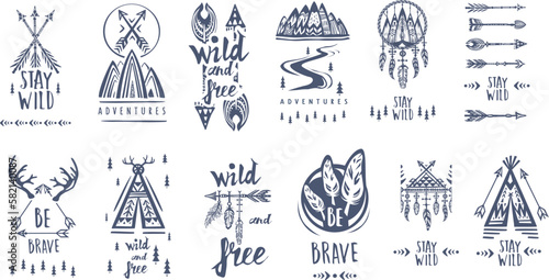 Outdoor Wanderlust and adventure labels