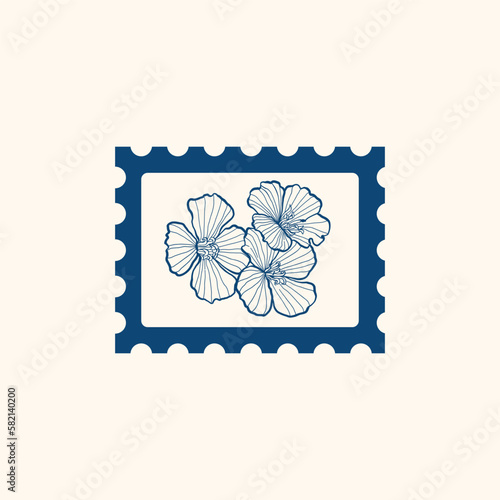 Minimalistic flower graphic sketch drawing, black icon, stamp, trendy tattoo design, floral botanic elements vector illustration.