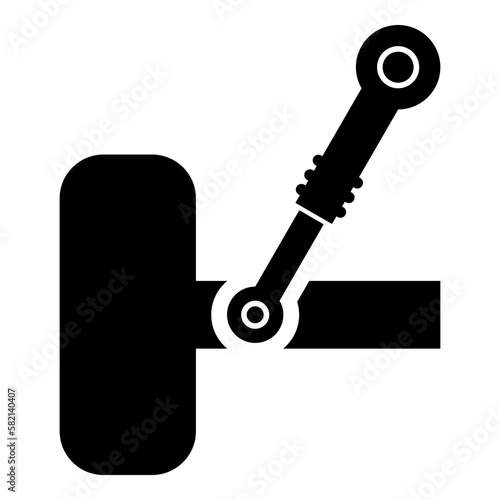 Wheel and shock absorber car suspension system auto service icon black color vector illustration image flat style