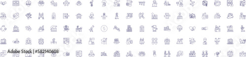 Commerce line icons signs set. Design collection of Trading, Exporting, Importing, Retailing, Selling, Buying, Marketing, Shipping outline concept vector illustrations