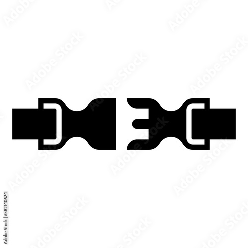 Buckle fastener clasp furniture for clothes system of fast snap join for backpack bag opened icon black color vector illustration image flat style