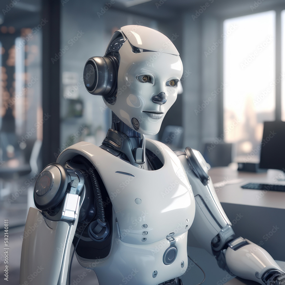 Robot manager, office worker. AI generative. Robot manager, office worker. AI generative.