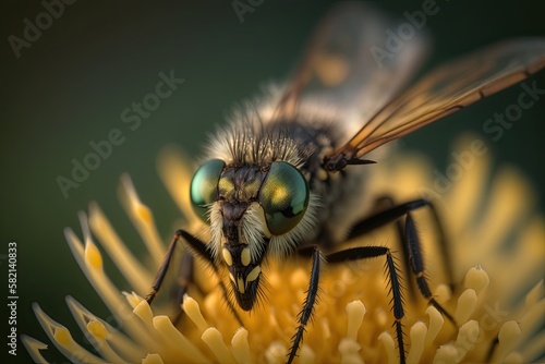 Stunning macro shot of an insect on a dandelion, showcasing the beauty of nature. Generated by AI. © Кирилл Макаров