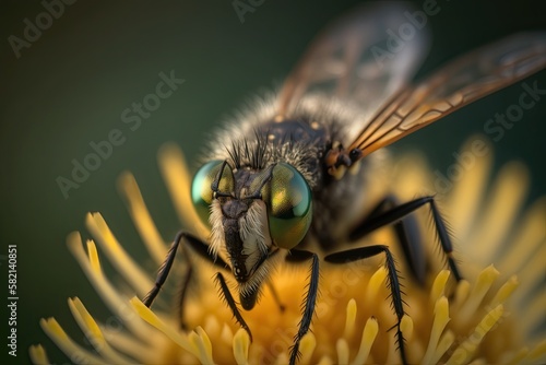 Stunning macro shot of an insect on a dandelion, showcasing the beauty of nature. Generated by AI. © Кирилл Макаров