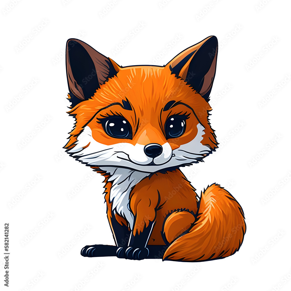 Obraz premium Cute Fox created by using generative artificial intelligence tools