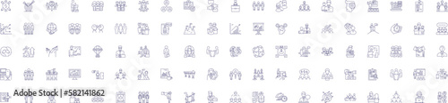 Business connections line icons signs set. Design collection of Networking, Linkages, Partnerships, Alliances, Relationships, Collaborations, Contacts, Connections outline concept vector illustrations