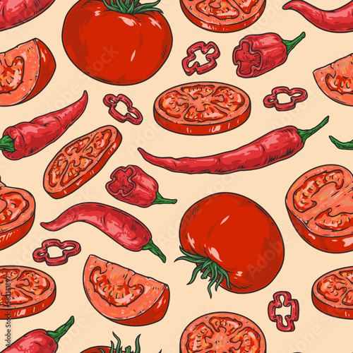 Fresh vegetables colorful pattern seamless