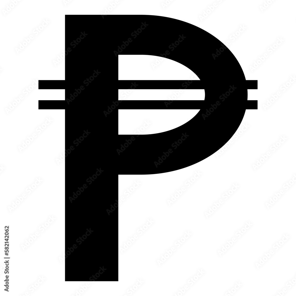 Sign of Philippine peso currency money symbol Pesos icon black color vector illustration image flat style - obrazy, fototapety, plakaty 