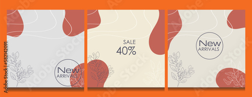 social media post background template, botanical background with soft colors.
