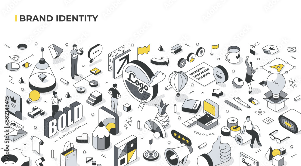 Brand Identity Isometric Illustration - obrazy, fototapety, plakaty 