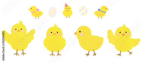 Chick illustration in various poses, 여러 포즈의 병아리 일러스트