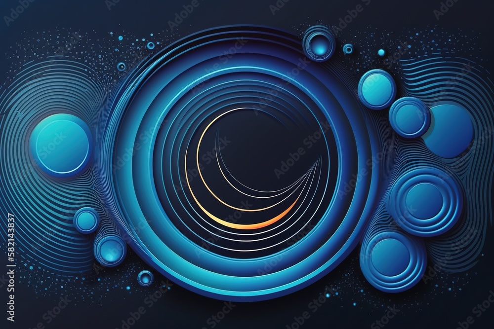 Futuristic abstract banner with abstract water ring, generative AI