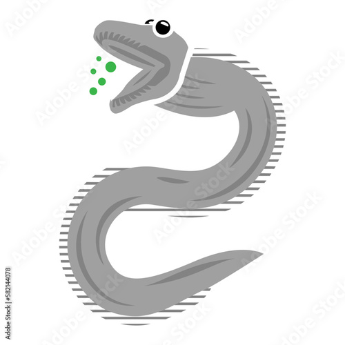 Eels or  European conger concept, ray-finned fish vector design, Sea Food symbol, Underwater Animals aquatic Common species illustration 