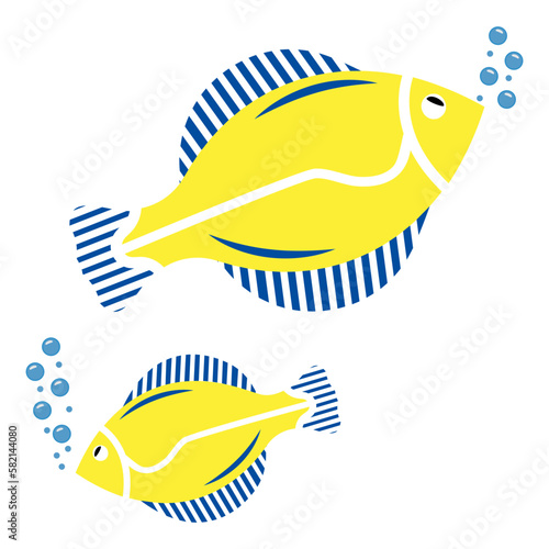 Winter flounder concept, sole family vector design, Sea Food symbol, Underwater Animals aquatic Common species illustration 