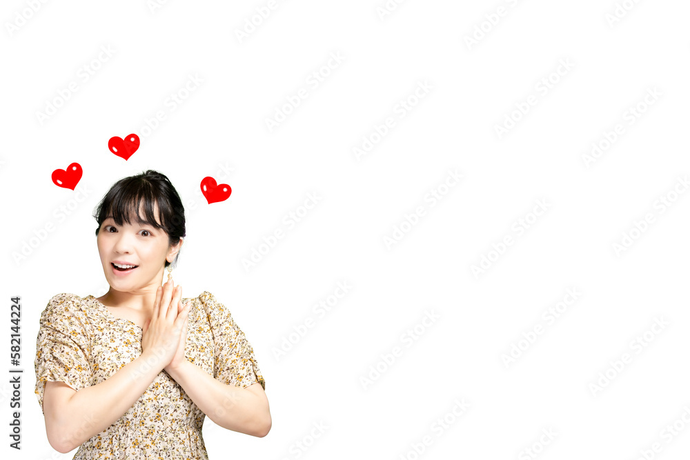 ハートマークと女性 ハートマークと女性