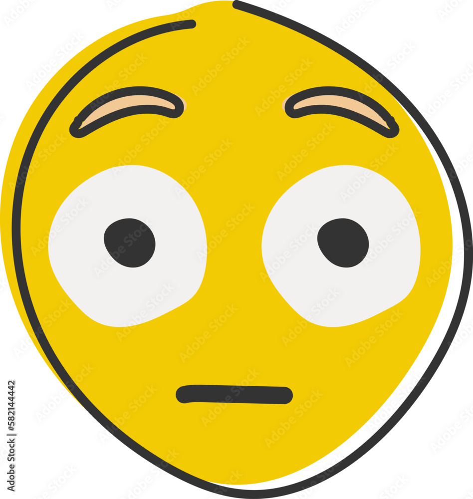 Flushed emoji. Embarrassed emoticon with big eyes Flushed emoji. Embarrassed emoticon with big eyes